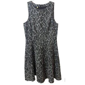 4.collective Womens Scoop Neck Animal Print Sleeveless Dress Gray Large